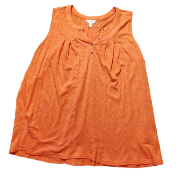Time and Tru XXL 20 Orange Peach tanktop half button - Picture 1 of 9